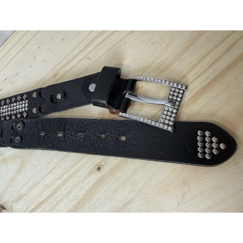 Daytrip Belt Black Genuine Leather Women’s M Rhinestones & Studded Bling - Picture 6 of 13